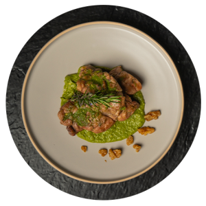 MOLLEJAS-AHUMADAS-CON-PESTO-DE-RUCULA